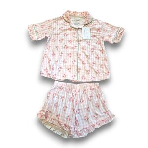NWT In My Jammers Caitlin Covington Pajamas Bamboo Pink Button Up Girls 6T